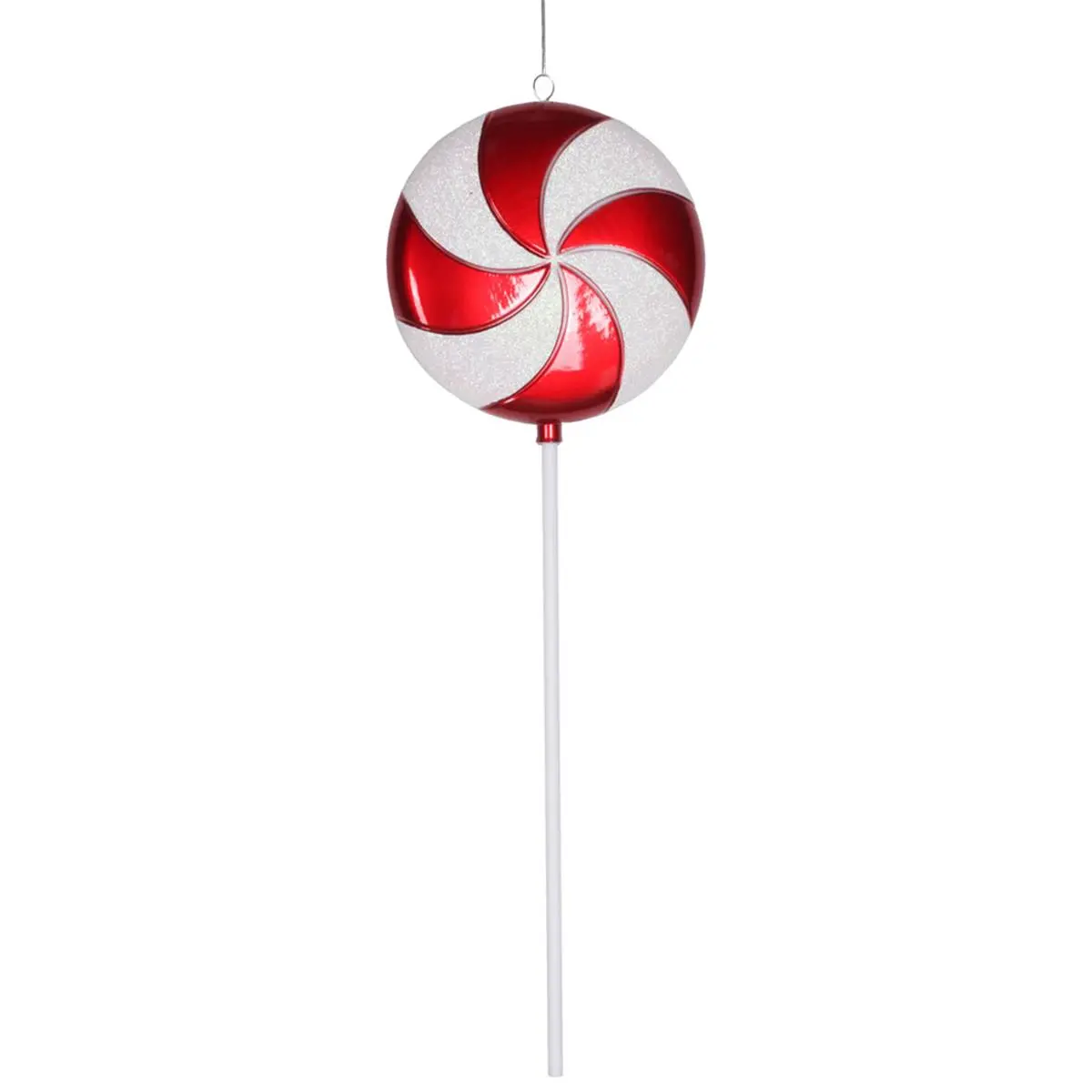 212 MAIN 24 in. Large Red & White Plastic Candy Lollipop-Shaped Holiday Decoration, Cute Festive Lollipop Shape Ornament for Home, All Ages Festive & Party Supplies