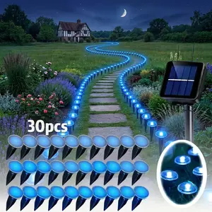 30-LED Outdoor Solar Lawn Lights, IP44 Outdoor Waterproof Stake Lights, with 8 Lighting Modes, Small Garden Path Lights, Lawn Path String Lights, Ideal for Gardens, Pathways, Camping, Parties, and Festive Decor