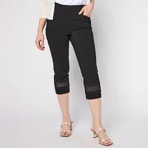 Nina Leonard Cropped Pant with Inset Lace