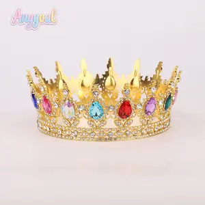 Anygoal Queen Crown Metal complete crown gemstone multi /solid color,Teardrop Gemstone Tiara with Paved Crystal Accents, Multi-Color Options,Princess Birthday Crown Crystal Bridal Crowns  Elegant Hair Accessory for Weddings, Birthdays, Bridal Showers band