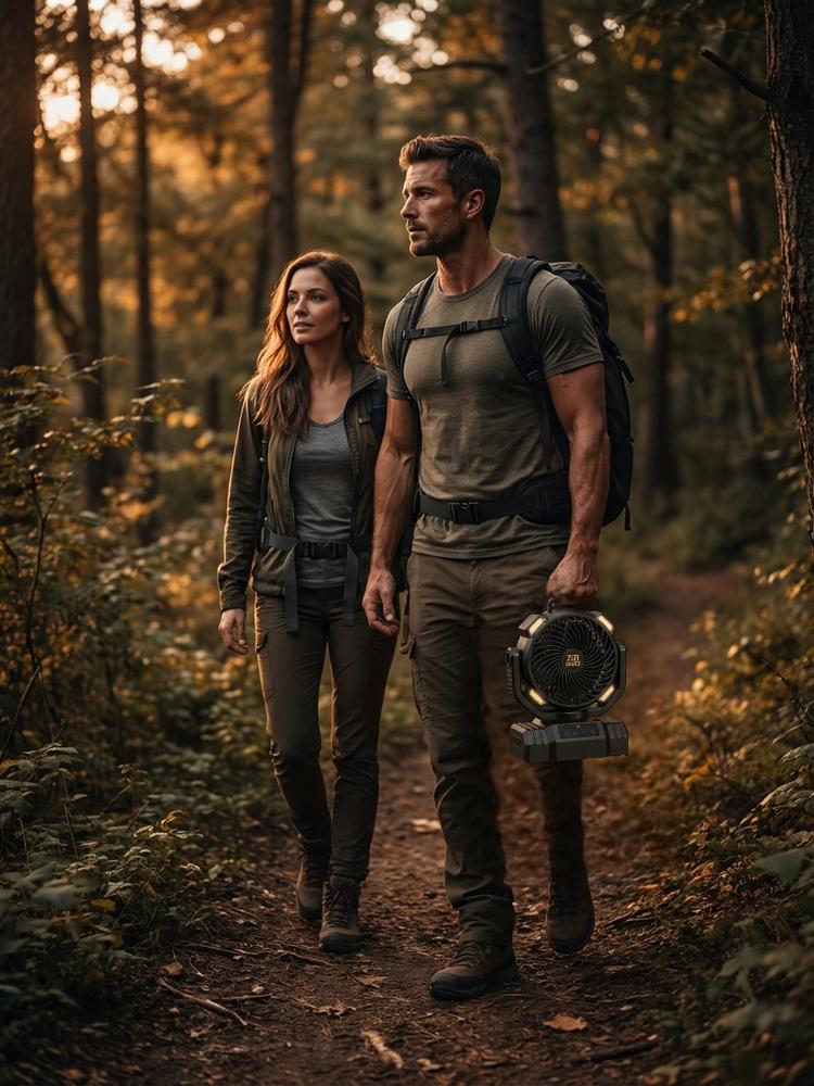 led camping fan Rechargeable Camping LED Work Light  battery powered fan battery fan 8.7-Inch Camping Fan for Outdoort, 10000mAh(58Hrs) Battery Operated Fan for Camping, Auto Oscillation Timing Fans with Remote/Light ,Outdoor Rechargeable Fan with Hook