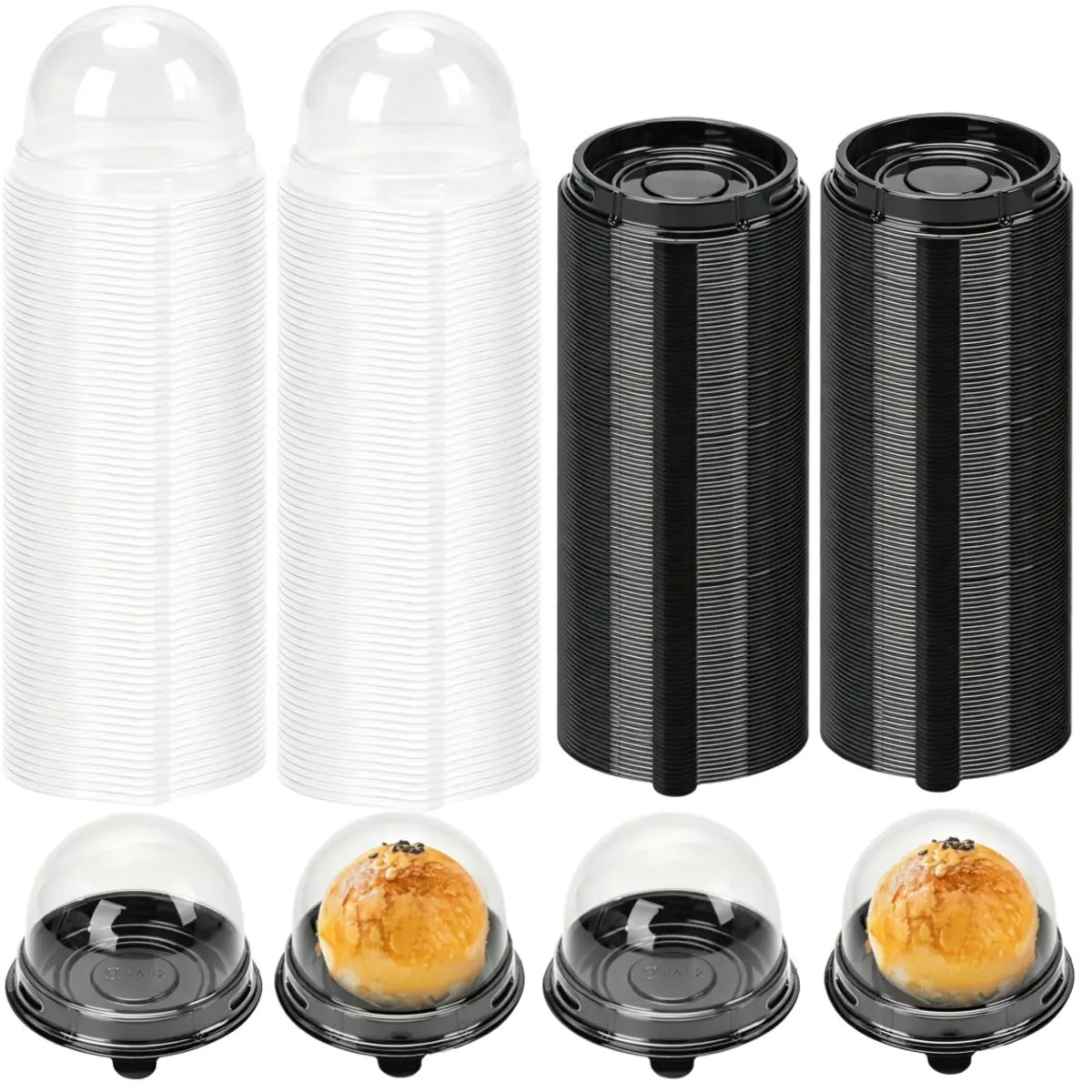 A Set of 200/100 Pcs Mini Dome Cake Boxes,Clear Cupcake Carriers Holders,Individual Mooncake Packaging Containers For Macarons,Egg Yolks Pastry & Muffins,Halloween Christmas Fathersdaygift,Hand Tools Kits