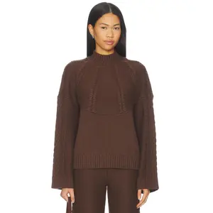 Tularosa Marcella Mock Neck Sweater in Chocolate Brown