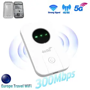Portable WiFi Hotspot, Portable Unlocked 5G WiFi Router, 300Mbps Wireless Internet Hotspot, Supports Multiple Device Connections Simultaneously, Ideal for European Travel and Camping Use.