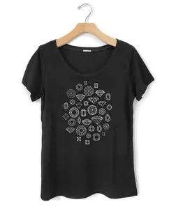 Diamond T-shirt, Womens Diamond T Shirt, Black Shirt, Jewels Diamonds tee, Geometric Gemstone T-shirt, Gems Graphic Tee Shirt, Organic Shirt