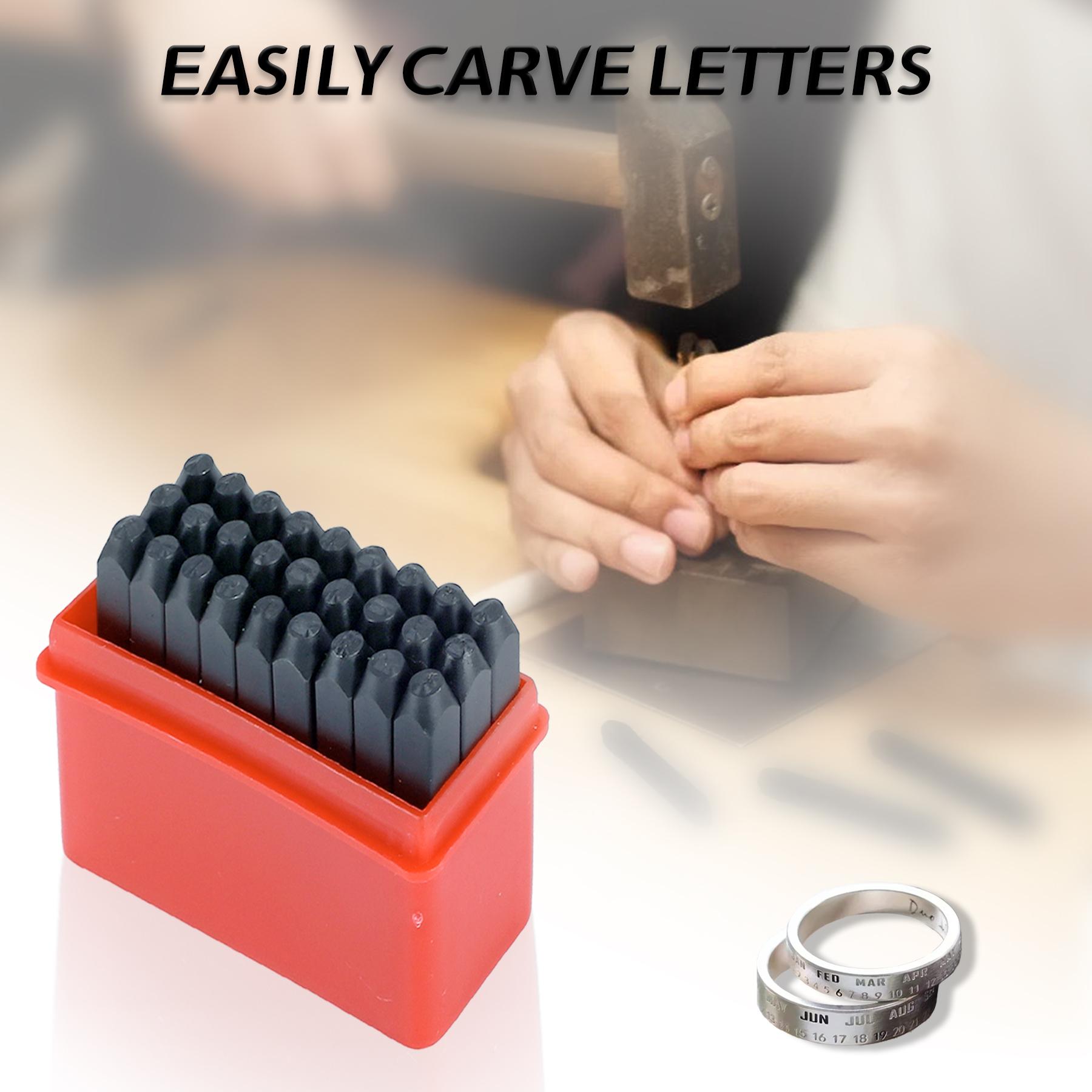 Jewelry Stamping Kit with A-Z Letter Stamps, Ring Sizer, Hammer & Polishing Tools - Complete Jewelry Making Set for Metal Stamping & DIY Jewelry