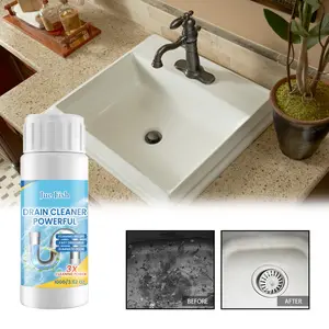 Jue-Fish Drain Cleaner, Dissolves Grease and Oil, Kitchen Toilet Sink Clog Removal, Odor Eliminator, Bathroom Floor Drain Unblocker, Drain Cleaner Powder