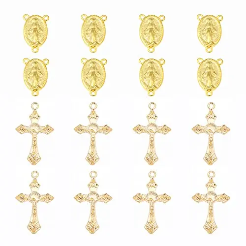 40Pcs Golden Color Cross Charms and Link