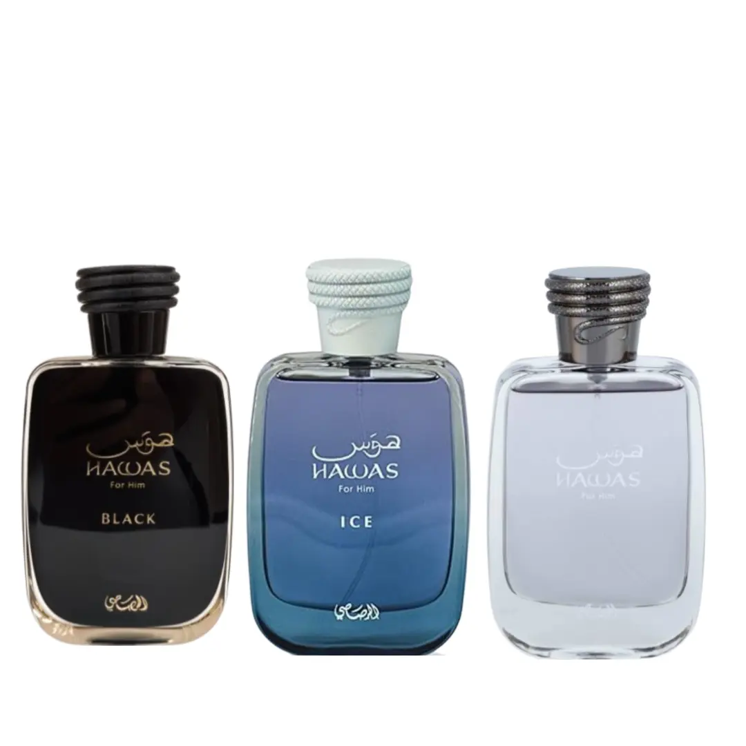Lattafa Men's Blueberry Scent EDP Perfume Fragrance Set - 3.4oz (100ML) Daily Wear Gift Bundle with Hawas, Hawas Ice, Hawas Black Varieties (Fragrance Sets), Set Fragrance Sets