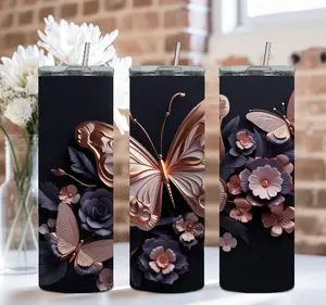 3D Metallic Butterfly Tumbler Stainless Steel Drinkware