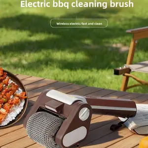 Bristle-Free Safe Grill Cleaning Brush, Cordless USB Rechargeable, Stainless Steel Electric Roller Cleaner, Portable Outdoor BBQ Accessories, Grilling Tools