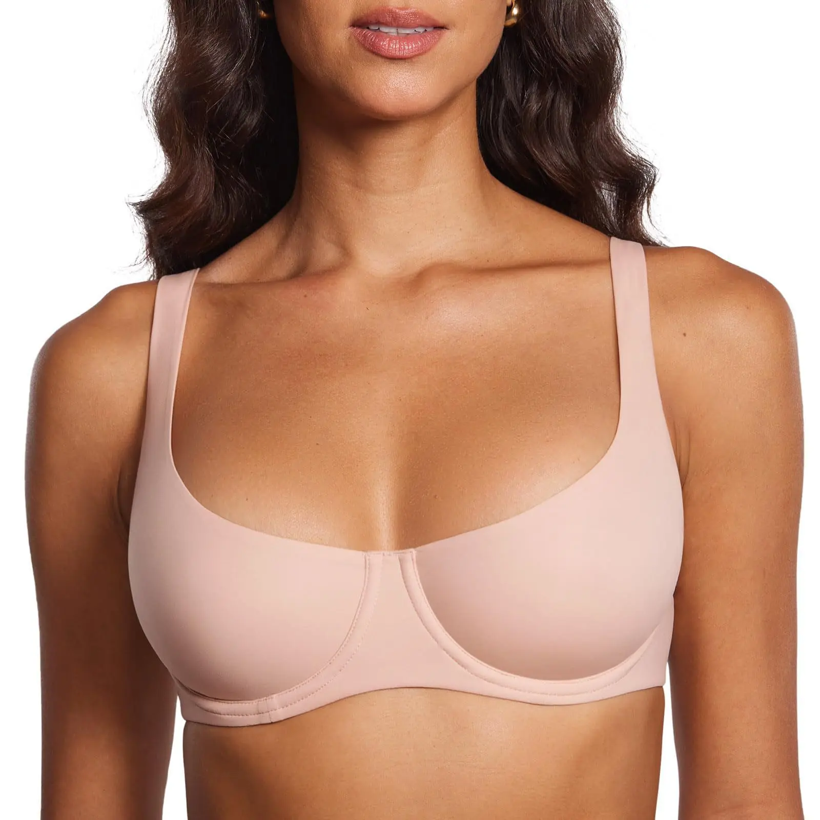 Women's Smooth Scoop Neck Balconette Bra Underwire No Padded