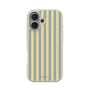 Casely iPhone 17 Case | Coastline Stripes | Blue & Yellow | Align Soft-Touch Flexible Bumper Case | Compatible with MagSafe