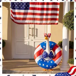 Independence Day porch goose clothing summer striped polka dot floral fruit watermelon lemon feather Hawaiian swimsuit with swim ring porch goose decoration, suitable for 23" porch goose
