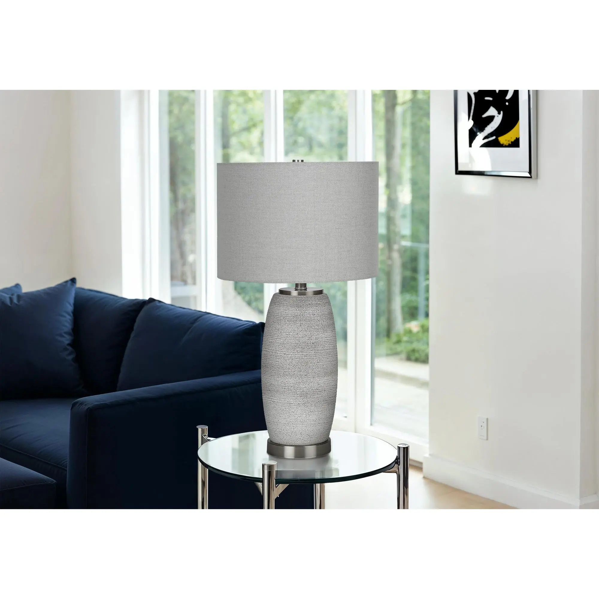 Premiere Lamps Sumerian Grey Ceramic, Grey Shade, Modern