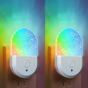 RGB US Plug in Night Light Color Changing Dusk to Dawn Sensor Wireless LED Nightlight for Kids Living Room Bedroom Bedside Lamp