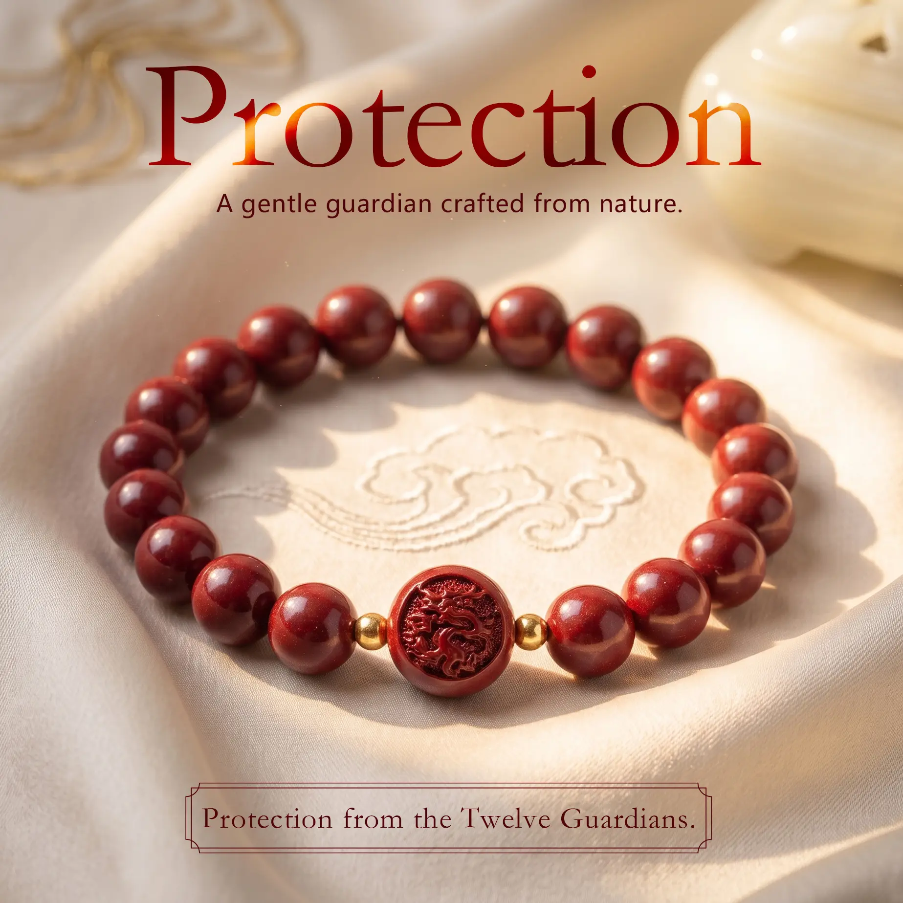 LUMAWU 3D Micro-Carved Cinnabar Red Chinese Zodiac Beaded Bracelet - 8 mm Beads with 3D Carved Details, Traditional-Inspired Birthday Lucky Jewelry Gift, Cultural Jewelry Lovers, Commemorative, Birthday Gift Ideas, Twelve Signs
