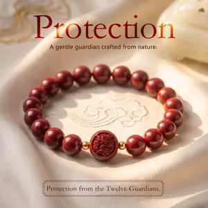LUMAWU 3D Micro-Carved Cinnabar Red Chinese Zodiac Bracelet – Traditional-Inspired Birth Year Lucky Jewelry Gift