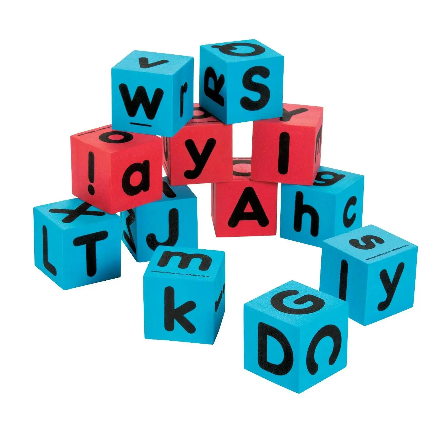 1 1/2" x 1 1/2" Red & Blue Foam Alphabet Dice - 12 Pc.