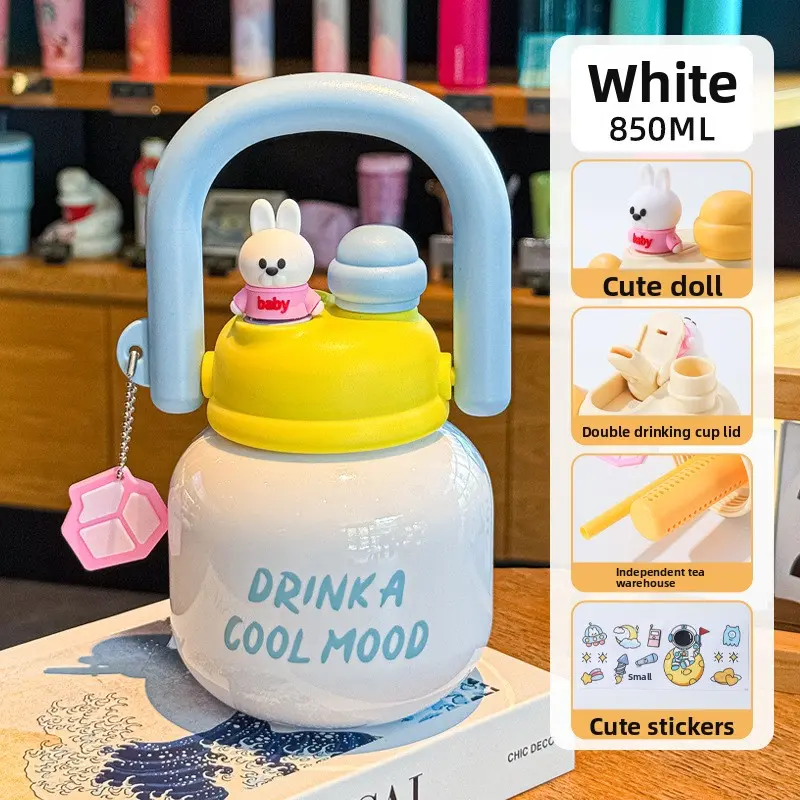 Big belly cup large capacity portable plastic straw cup kettle student high value water cup Bottle Drinkware  Bottled Mug Wide Mouth Reusable Tea