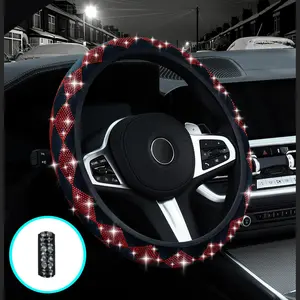 Rhinestone Decor Car Steering Wheel Cover, Car Steering Wheel Protector, Universal Car Interior Accessories for Women