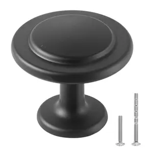 VEVOR 30-Pack Solid Mushroom Cabinet Knobs, 1.22in Wear-Resistant Black Zinc Alloy Smooth Finish, Drawer Pulls & Door Handles with Screws for Kitchen, Bathroom Cupboard Hardware