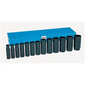 212 MAIN 0.5 in. Drive Pneumatic Impact Socket Wrench Set - 13-Piece Deep Size, High Torque Tool, Impact-Ready Industrial Spec for Cycling, Outdoor Recreation