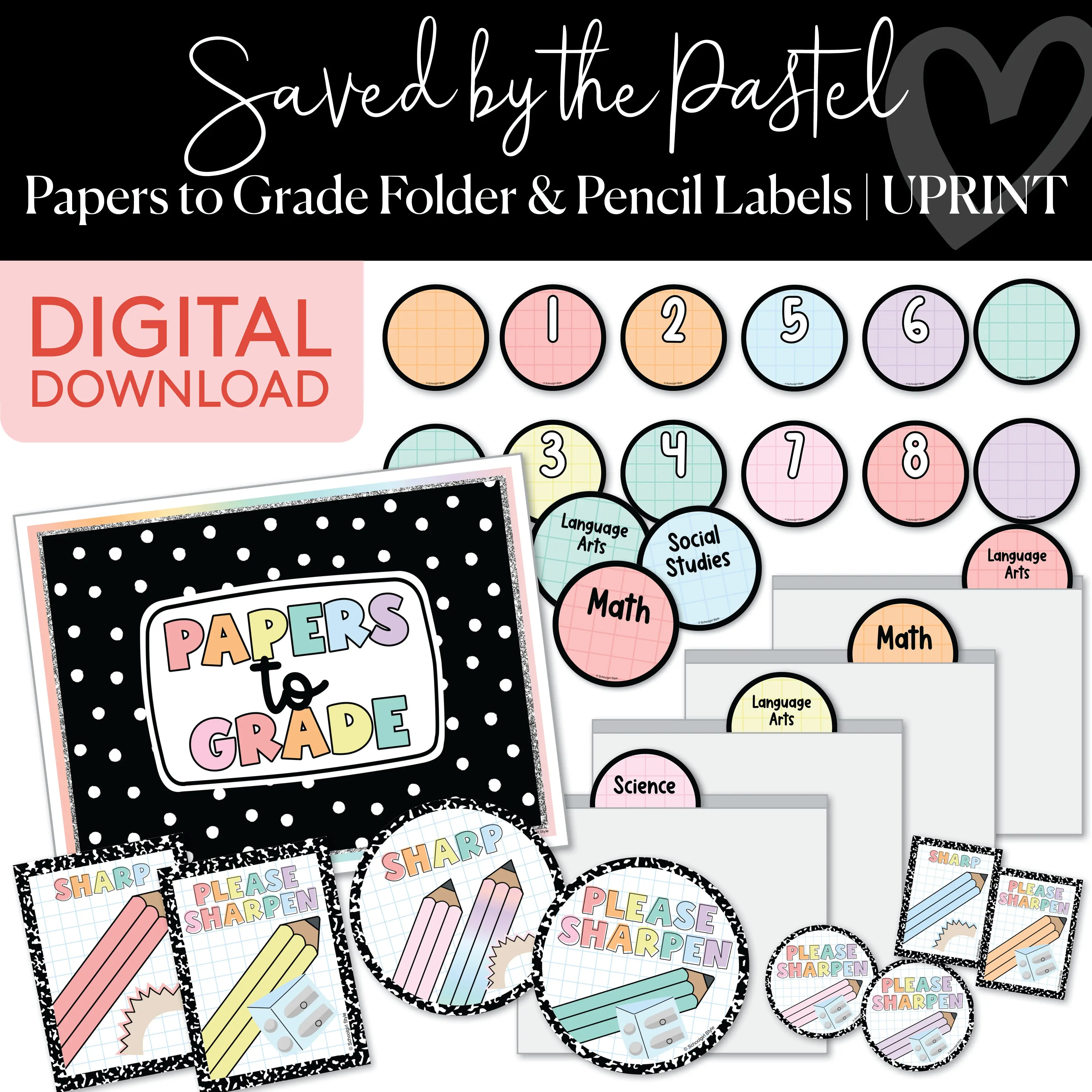 Printable Papers to Grade and Pencil Labels | Saved By The Pastel
