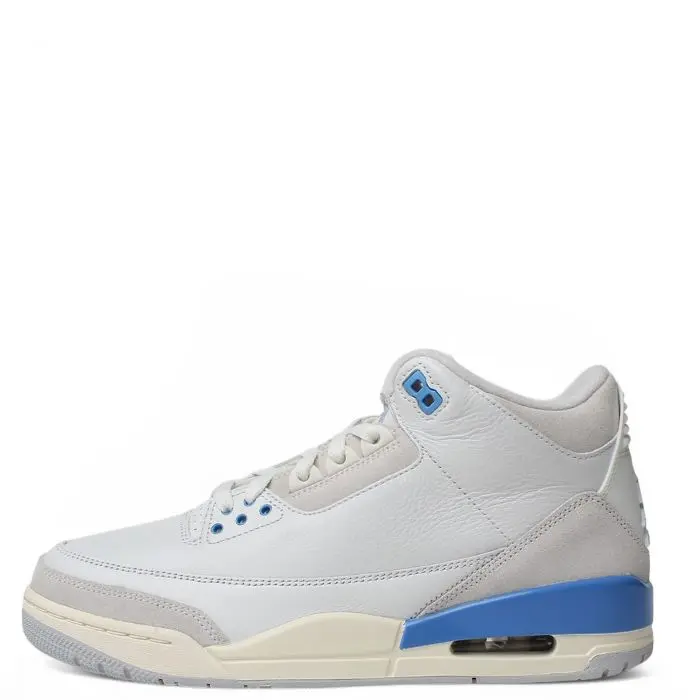 Jordan Air Jordan 3 "Lucky Shorts" Men's Mid-Top Retro Basketball Trainer Shoes - White & Blue, Minimalist Design, Comfort, Durability, All Seasons, Runners, Outdoor, Fashion Sport