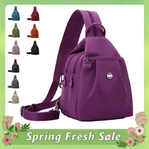 【Mother's Day Gifts】Fashion Oxford Cloth Casual Backpack Messenger Bag Chest Bag with Side Pouch Adjustable Strap Zipper Pocket Inner Patch Pocket 30x21x14cm