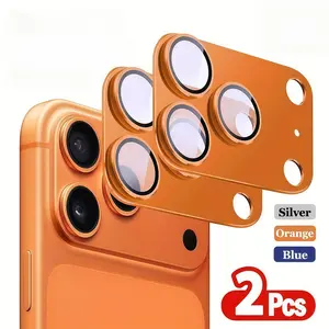 2 Metal Ring Camera Lens Protection Cases, Cover, Casing, Compatible with iPhone 17 Pro Max/16/15/14/13/12/11, 9h Tempered Glass, Bubble-Free, Easy Install, Accessories