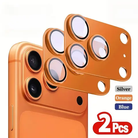 2 Metal Ring Camera Lens Protection Cases Cover, Casing, Compatible with iPhone 17 Pro Max/16/15/14/13/12/11, 9h Tempered Glass, Bubble-Free, Easy Install, Mobile Phone Accessories