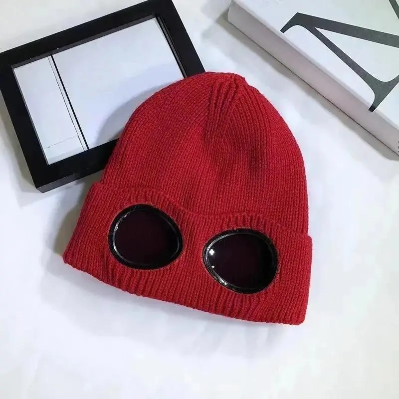 Unisex Men Women Knitted Hat with Goggles Windproof Winter Warmer Ski Beanies Soft Warm Anti-slip Ear Protection