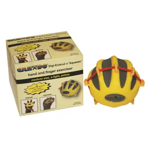 212 MAIN Cando Digi-Extend N Squeeze Grip Strengthener, Yellow, Large & Extra Light Hand Grip Strengthener for Fitness Weight Training