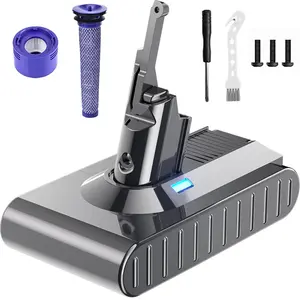 Upgraded 6.0Ah V8 Battery for Dyson V8 Battery Replacement Compatible with Dyson V8 Animal Battery Replacement SV10 Battery V8 Absolute 215681 Cordless Vacuum Lithium-ion Battery with Filter Parts