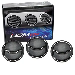 iJDMTOY 3-Set Black Carbon Fiber Overlay Trims For 2015-2023 Ford Mustang Center Dashboard AC Vent Cover Decoration