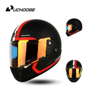 UCHOOSE Gloss Black DOT Flip up Full Face Street Dirt Bike ATV Off-Road Motorcycle Motocross Helmet with Open Face Sun Shield