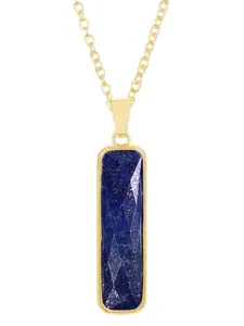 Lapis Rectangle Pendant Necklace, Natural Gemstone Jewelry For Women Gift, Fashion Jewelry, Gift For Her