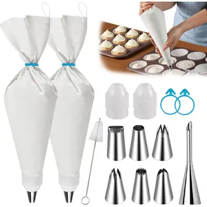 Piping Bags and Tips Set - 16" Pastry Bags for Cake Decorating, Cupcakes & Cookies with Frosting Tips - Leak-Proof  Icing Bags,  Baking Kit for  Bakers & Beginners
