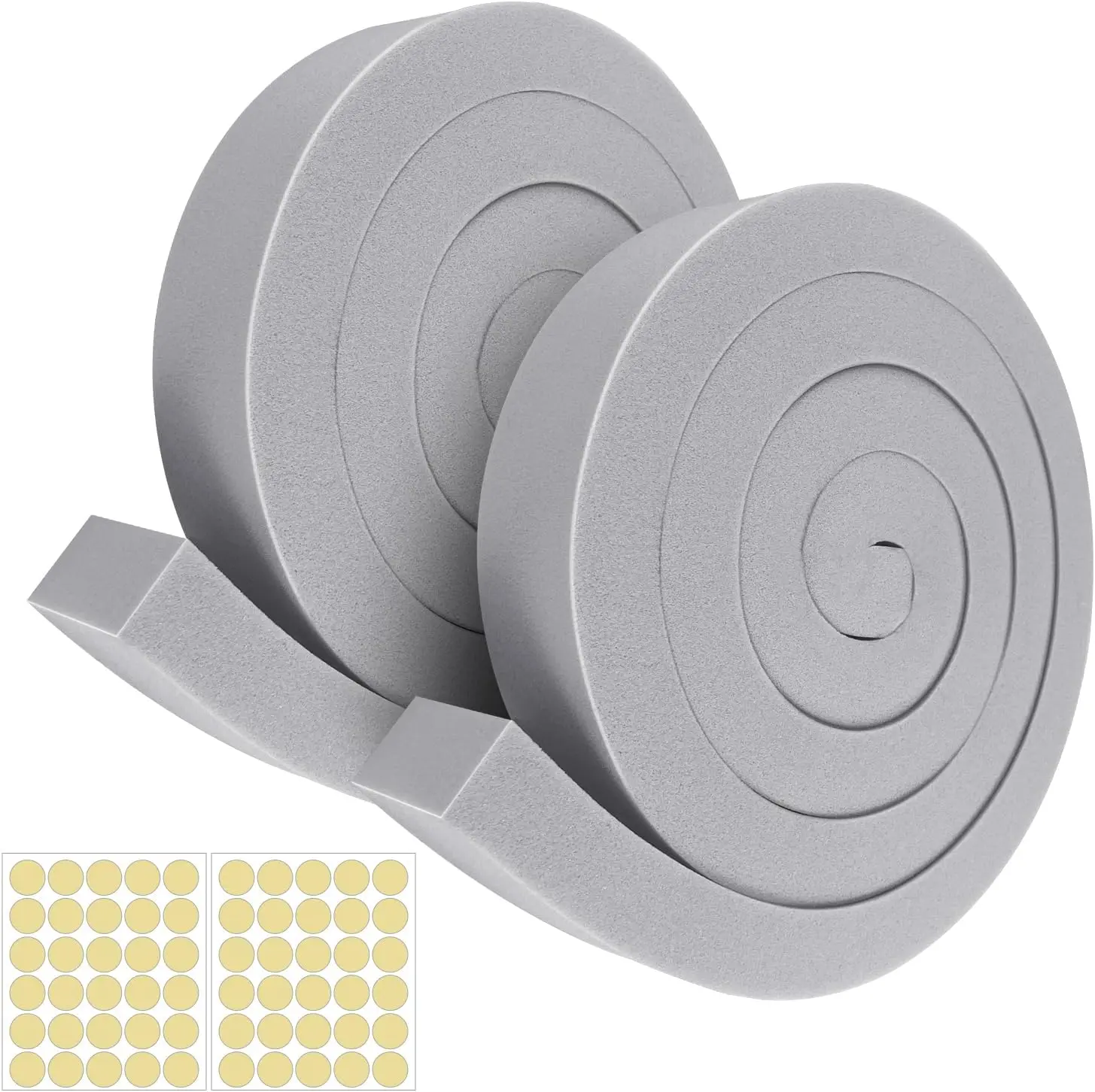 Gray AC Window Seal Kit - 2-Pc Bendable Synthetic Foam Strips (1''x1''x6.5ft-2pcs), Non-Irritating Adhesive, Dust Blocking, Energy-Saving Insulation, Noise Reduction for Window AC Units, Furniture Protection, 1"X1"X6.5', 2-Pc Kit