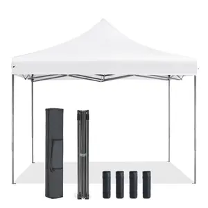 Sweetcrispy 10x10 Pop Up Canopy, Easy Setup Instant Outdoor Canopy with Vented Top and Wheeled Bag, White,summerwins