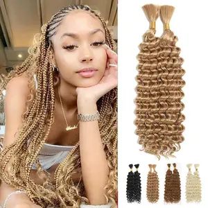 Deep Wave Bulk Hair for Braiding 24 Inch 2 Packs, Synthetic No Weft Boho Braiding Hair Extensions, Lightweight Durable for Black Women Crochet Braids, Party Festival Daily Wear