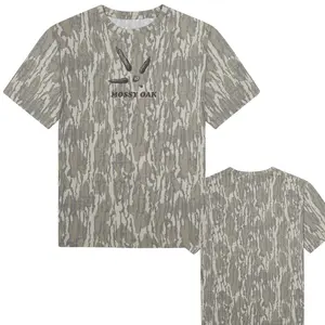 Mossy Oak Bottomland Camo Tee For Unisex, Camo Pattern Men's T-shirt, Vintage Tree Bark Camouflage Unisex Party Top Size S-5XL