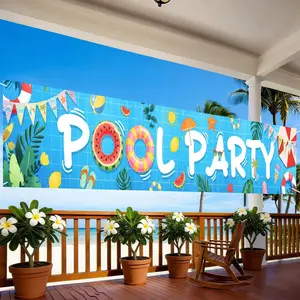 Pool Party Banner Decorations, Summer Pool Party Decorations, Outdoor Banners, Indoor and Outdoor Party and Birthday Pool Decorations
