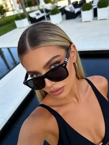 Cute Retro Women's Glasses, Metal Frame, Decorative PC Lenses, Anti-Wind & Sand, Casual Bohemian Style, Party Accessory