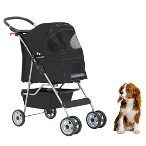 4 Wheels Dog Stroller, Pet Cat Jogger Stroller, Folding Carrier Waterproof Puppy Stroller with Cup Holder & Removable Liner, Dog Strollers for Small Dogs, for Small and Medium Pet Supplies