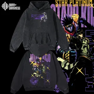 BOD - Jotaro Kujo JoJo's Bizarre Adventure Vintage Unisex Oversize Washed Cotton T-shirt Hoodie, Anime Graphic Tee, Manga Anime Lover, Anime Merch Fan, Outfits Men, Boys Merch Top