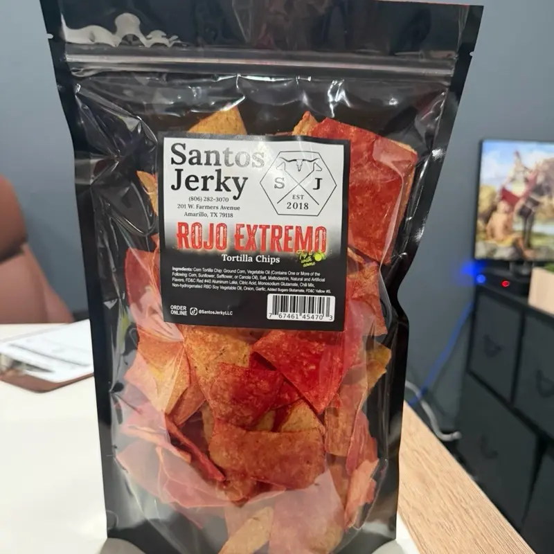 Santos Jerky Spicy Tortilla Chips ( 1/2 POUND Bag ) Santos Jerky Spicy Tortilla Chips ( 1/2 POUND Bag )