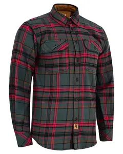 Woodlot Men's Long Sleeve Plaid Button Down Casual Flannel Shirt, Corduroy Cuffs