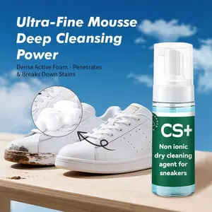1-Bottle White Shoe Cleaning Mousse, Shoe Surface Cleaning and Stain Removal, Effective Stain Removal,  Multi-Surface Shoe Care Kit
